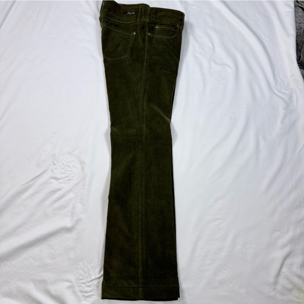 Level 99 Dark Army Green Velvet Wide Leg Flare Pants Size 29 - Picture 7 of 7